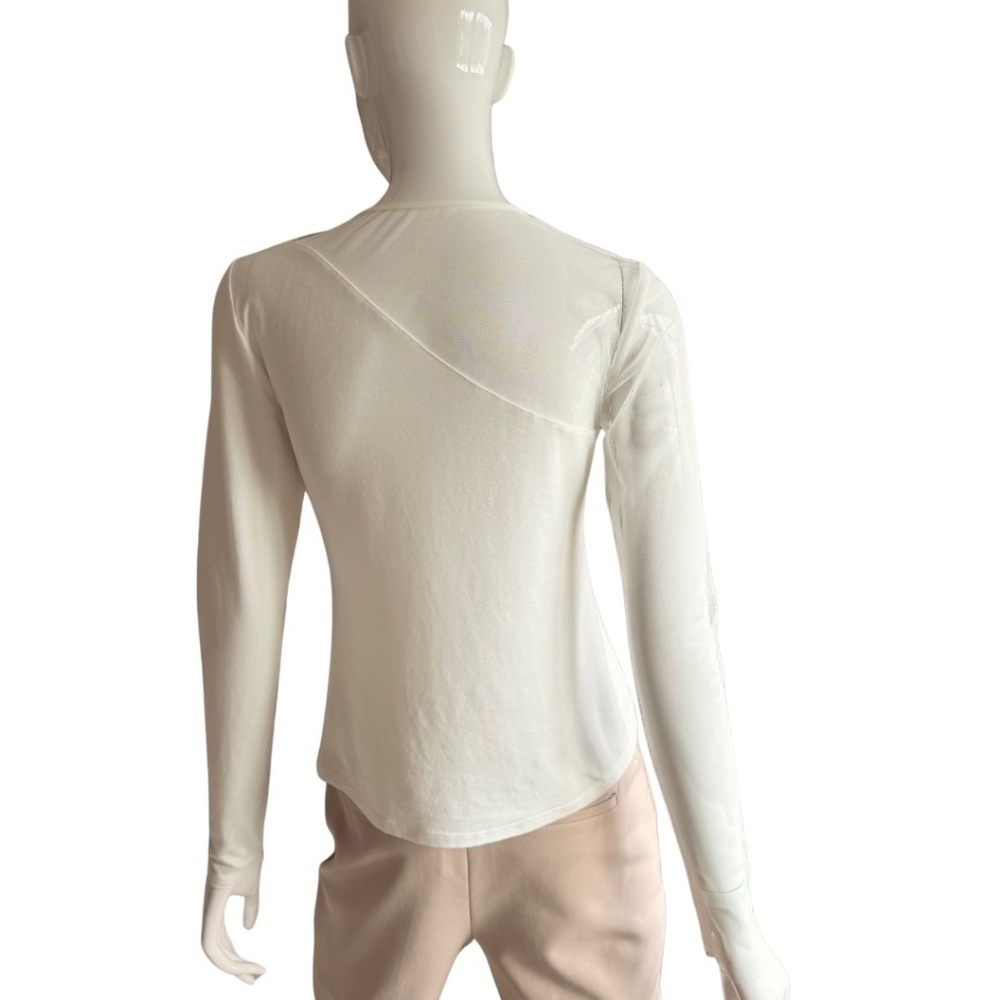 Marcella NYC Milo Ivory Mesh Jersey Top Size M - Picture 3 of 5